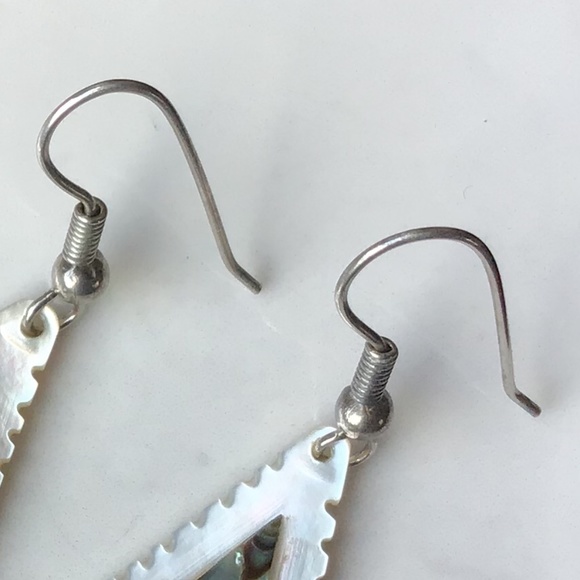 Vintage Abalone Shell & Mother of Pearl Dangle Earrings Pierced - Picture 13 of 15